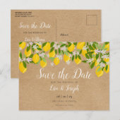 Carte Postale Citrons rustiques fleurissent élégant Save the Dat (Devant / Derrière)