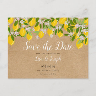 Carte Postale Citrons rustiques fleurissent élégant Save the Dat