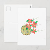 Carte Postale Citrouille à fleurs rouges (Devant / Derrière)