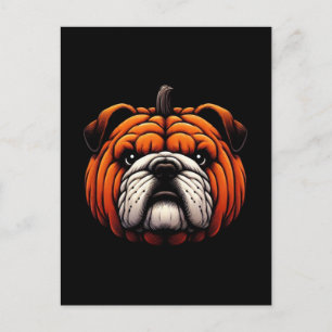 Carte Postale Citrouille anglais Bulldog - Chien d'Halloween