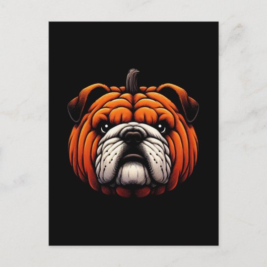 Carte Postale Citrouille anglais Bulldog - Chien d'Halloween (Devant)