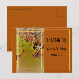 Carte Postale Citrouille avec chrysanthèmes 2 / Reconnaissant