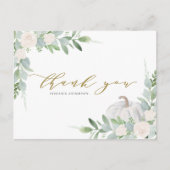 Carte Postale Citrouille blanc et verdure Merci d'automne (Devant)