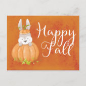 Carte Postale Citrouille Bunny mignon Happy Automne Salutation (Devant)