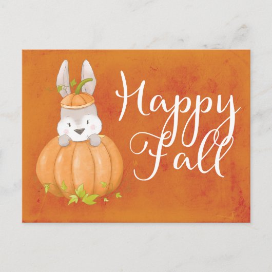 Carte Postale Citrouille Bunny mignon Happy Automne Salutation (Devant)