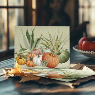 Carte Postale Citrouille Cactus et plantes de l'air aquarelle