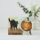 Carte Postale Citrouille Chat Noir Jack O' Lantern (Debout devant)