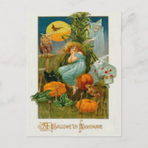 Carte Postale Citrouille Chat Noir Sorcière Clown Hibou Grenouil