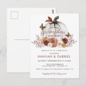 Carte Postale Citrouille Couple's Baby shower Terracotta Invitat (Devant / Derrière)