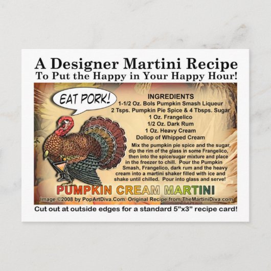 Carte postale citrouille Cream Thanksgiving Martin (Devant)