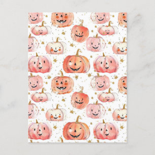 Carte Postale citrouille d'aquarelle motif