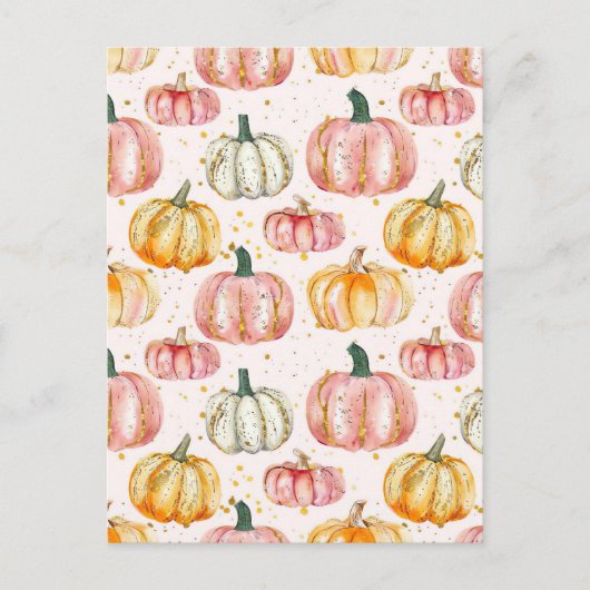 Carte Postale citrouille d'aquarelle motif (Devant)