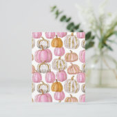 Carte Postale citrouille d'aquarelle motif (Debout devant)