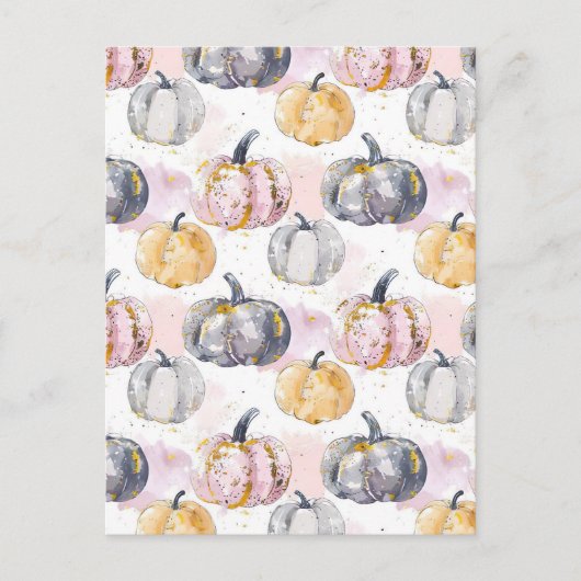 Carte Postale citrouille d'aquarelle motif (Devant)