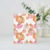 Carte Postale citrouille d'aquarelle motif (Debout devant)