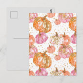 Carte Postale citrouille d'aquarelle motif (Devant / Derrière)
