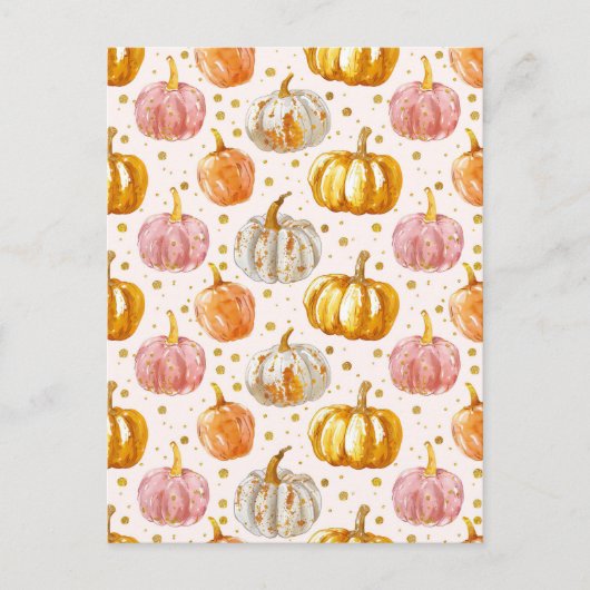 Carte Postale citrouille d'aquarelle motif (Devant)