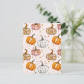 Carte Postale citrouille d'aquarelle motif (Debout devant)