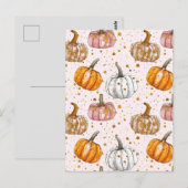 Carte Postale citrouille d'aquarelle motif (Devant / Derrière)