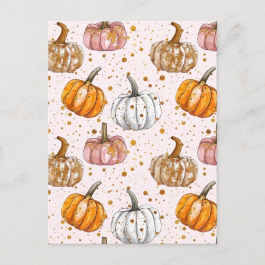 Carte Postale citrouille d'aquarelle motif (Devant)