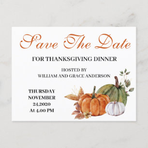 Carte Postale Citrouille d'aquarelle Thanksgiving Enregistrer la
