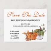 Carte Postale Citrouille d'aquarelle Thanksgiving Enregistrer la (Devant)