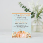 Carte Postale Citrouille d'automne Baby shower bleu, (Debout devant)