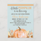 Carte Postale Citrouille d'automne Baby shower bleu, (Devant)