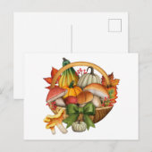 Carte Postale Citrouille d'automne et cueillette de paniers de c (Devant / Derrière)