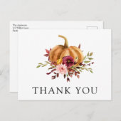 Carte postale Citrouille d'automne Merci (Devant / Derrière)