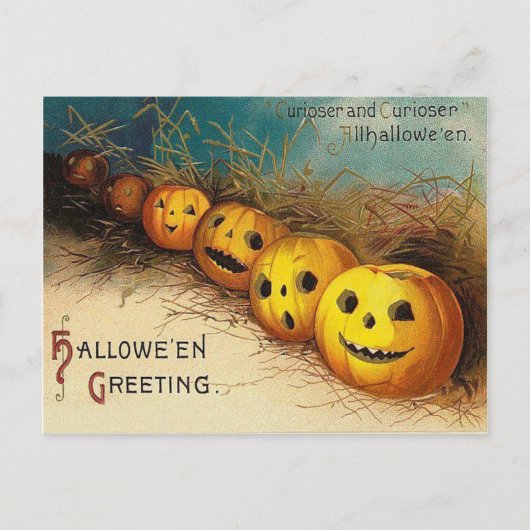 Carte Postale Citrouille de champ de foin de Jack O' Lantern (Devant)