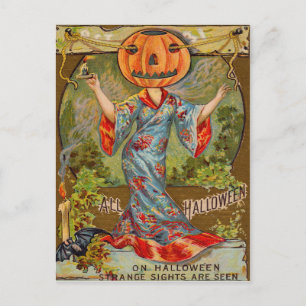 Carte Postale Citrouille de Chauve-Souris Jack O' Lantern Souria