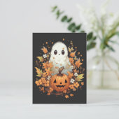 Carte Postale Citrouille de fantôme Éffrayant Halloween (Debout devant)