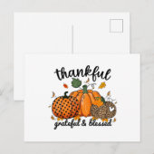Carte Postale Citrouille de gratitude Grateful Et Bénie  (Devant / Derrière)