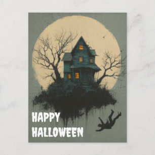 Carte Postale Citrouille de Halloween effrayante Sorcière Nuit e