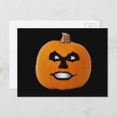 Carte Postale Citrouille de Halloween Visage Sinistre Jack o' La (Devant / Derrière)