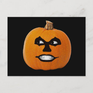 Carte Postale Citrouille de Halloween Visage Sinistre Jack o' La