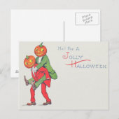 Carte Postale Citrouille de Jack O' Lantern Créature à dos de po (Devant / Derrière)