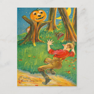 Carte Postale Citrouille de Jack O Lanterne Monstre Croissant de
