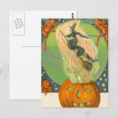 Carte Postale Citrouille de la sorcière démon de feu de Jack O'L (Devant / Derrière)