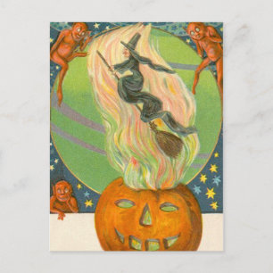 Carte Postale Citrouille de la sorcière démon de feu de Jack O'L