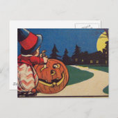 Carte Postale Citrouille de Pleine lune sorcière Jack-o'-lantern (Devant / Derrière)