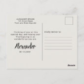 Carte Postale Citrouille de potiron de remerciement de jour de l (Dos)