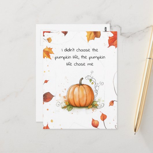 Carte postale Citrouille de récolte d'automne (Devant/Arrière en situation)