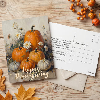 Carte Postale Citrouille de récolte de Thanksgiving peinte à l'h