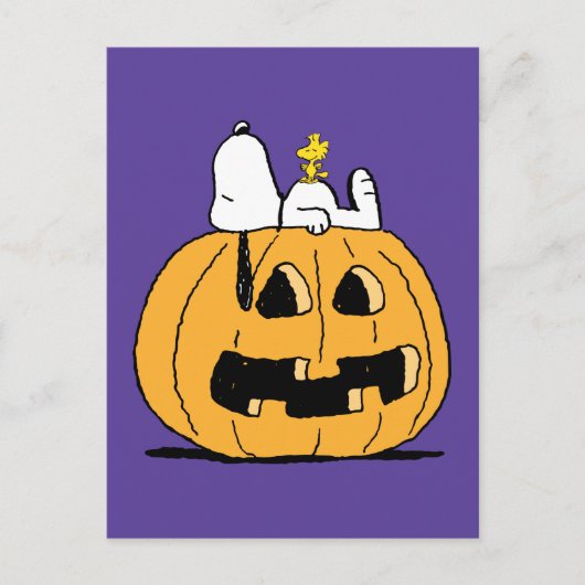 Carte Postale Citrouille de Snoopy et Woodstock pour Halloween (Devant)