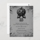 Carte Postale Citrouille de squelette effrayant Trick ou traiter (Devant / Derrière)