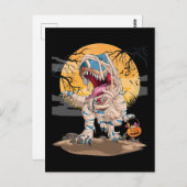 Carte Postale Citrouille de T-Rex d'Halloween pour garçons et fi (Devant / Derrière)