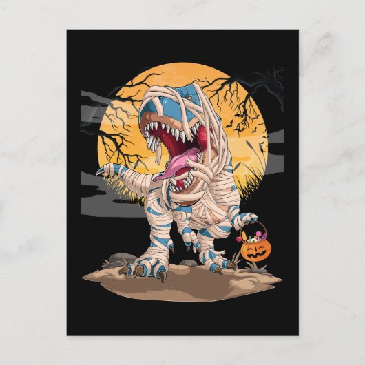 Carte Postale Citrouille de T-Rex d'Halloween pour garçons et fi (Devant)