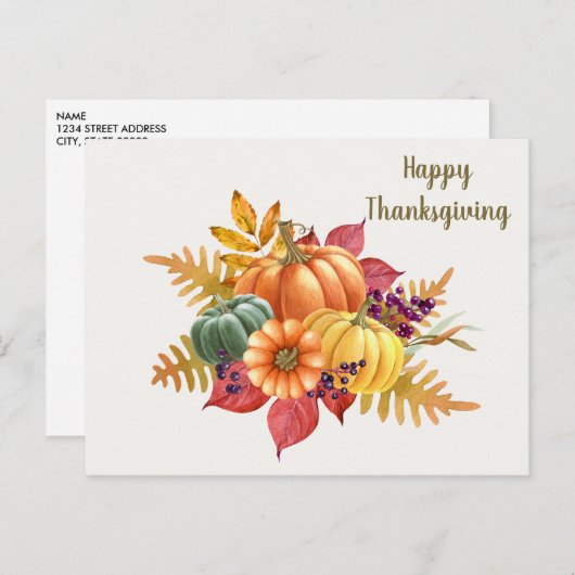 Carte postale Citrouille de Thanksgiving (Devant / Derrière)